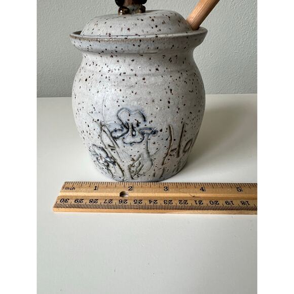 Handmade Pottery Honey Pot with Dipper - Picture 9 of 10